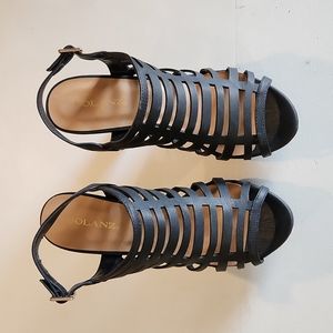 Women's Black Strappy Heel Sandals - Size 8